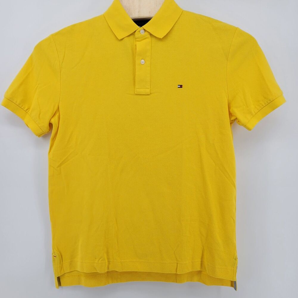 Tommy Hilfiger Yellow Men's M Short Sleeve Collared Classic Fit Coupe Classique